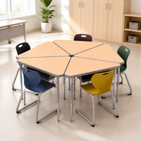 Meubles scolaires modernes en métal de haute qualité, confortables, réglables en hauteur, tables et chaises de discussion en groupe triangulaires