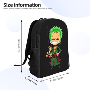 Sac à dos Chibi Roronoa <span class=keywords><strong>Zoro</strong></span> <span class=keywords><strong>One</strong></span> Pieces Treasure, sac à dos de sport, de randonnée, de voyage, pour hommes et femmes, sacs en toile pour ordinateur portable - Product Image 6