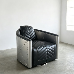Sillón Industrial Attic Pilot de Cuero Genuino de Grano Completo, Sofá Individual para WhiskeyClub, BarCigar, Sala de Estar, Villa, Lounge - Product Image 3