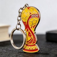 Porte-clés trophée de football 2026 en alliage de zinc plaqué arc-en-ciel, pendentif métallique, souvenir pour supporter de football, cadeau promotionnel