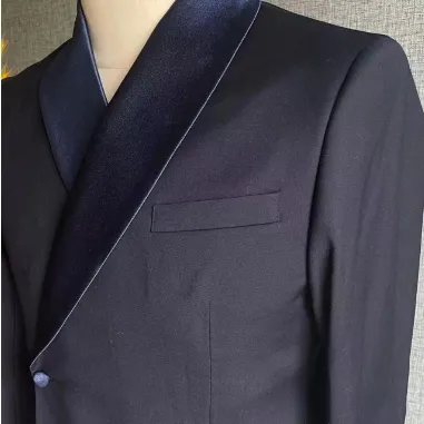 Made To Measure Black Featured patchwork neckline Formal Shining Luxury Suits For