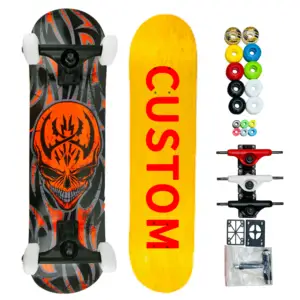 Rilling 29-Inch Double Rocker Skateboard Adult Mountain Road Longboard with Custom Graphics Maple Material Color Selection