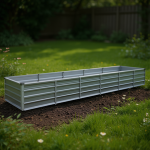 Jardinera Elevada de Acero Galvanizado Gris, Contenedor Grande y Resistente para Plantar en Exteriores, para Uso en Jardín - Product Image 2