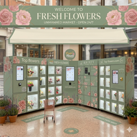 Distributeur automatique de fleurs réfrigéré JOYVEND avec porte vitrée extérieure, capacité de 12 pièces, garantie 1 an, pour campus, paiement sans espèces