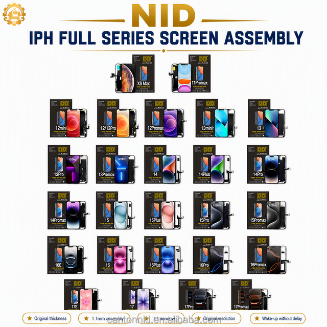 NID Soft OLED Screen Assembly Mobile Phone LCD Display Replacement for iPhone XS Max 11 Pro Max 12 13 14 15 16 17 Pro Max