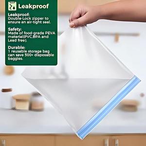 Huamaohengchun Stand-Up Reusable Half Gallon Freezer Bags Dishwasher Safe, Extra Thick Leakproof 1/2 Gallon Food Storage Bags - Product Image 3