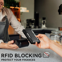 Dompet Kartu Kredit Minimalis Pria Tipis Berbahan Aluminium Anti RFID dengan Penutup Kulit PU