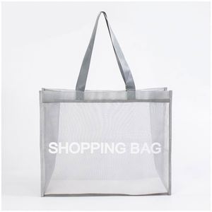 Sac de plage transparent respirant en nylon à imprimé lettres, idéal pour le shopping en gros - Product Image 1
