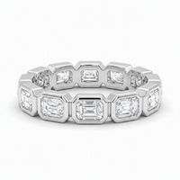 Bague pour homme en or 14 carats avec diamant de laboratoire taille émeraude certifié IGI, design classique