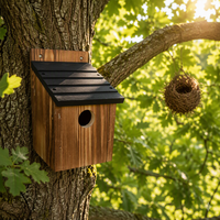 Nichoir mural en bois de pin robuste et écologique, étanche avec toit vert, abri extérieur pour l'élevage des oiseaux sauvages