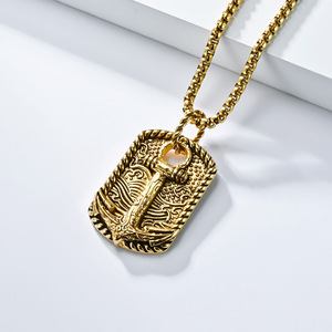 Collar con Colgante de Ancla para Hombre, Aleación de Zinc, Diseño de Ola, Estilo Retro, Joyería de Dongguan - Product Image 3