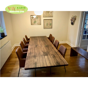 Offre Spéciale Live Edge USA Dalle d'arbre de <span class=keywords><strong>noyer</strong></span>/pluie Bureau Table de réunion de conférence Extra Large Table de salle à manger en dalle de bois <span class=keywords><strong>massif</strong></span> - Product Image 1