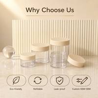 Pot vide pour masque facial ISMAN 20 ml avec couvercle beige, conteneur cosmétique rond transparent en plastique PS, vente en gros, logo personnalisé, beurre corporel