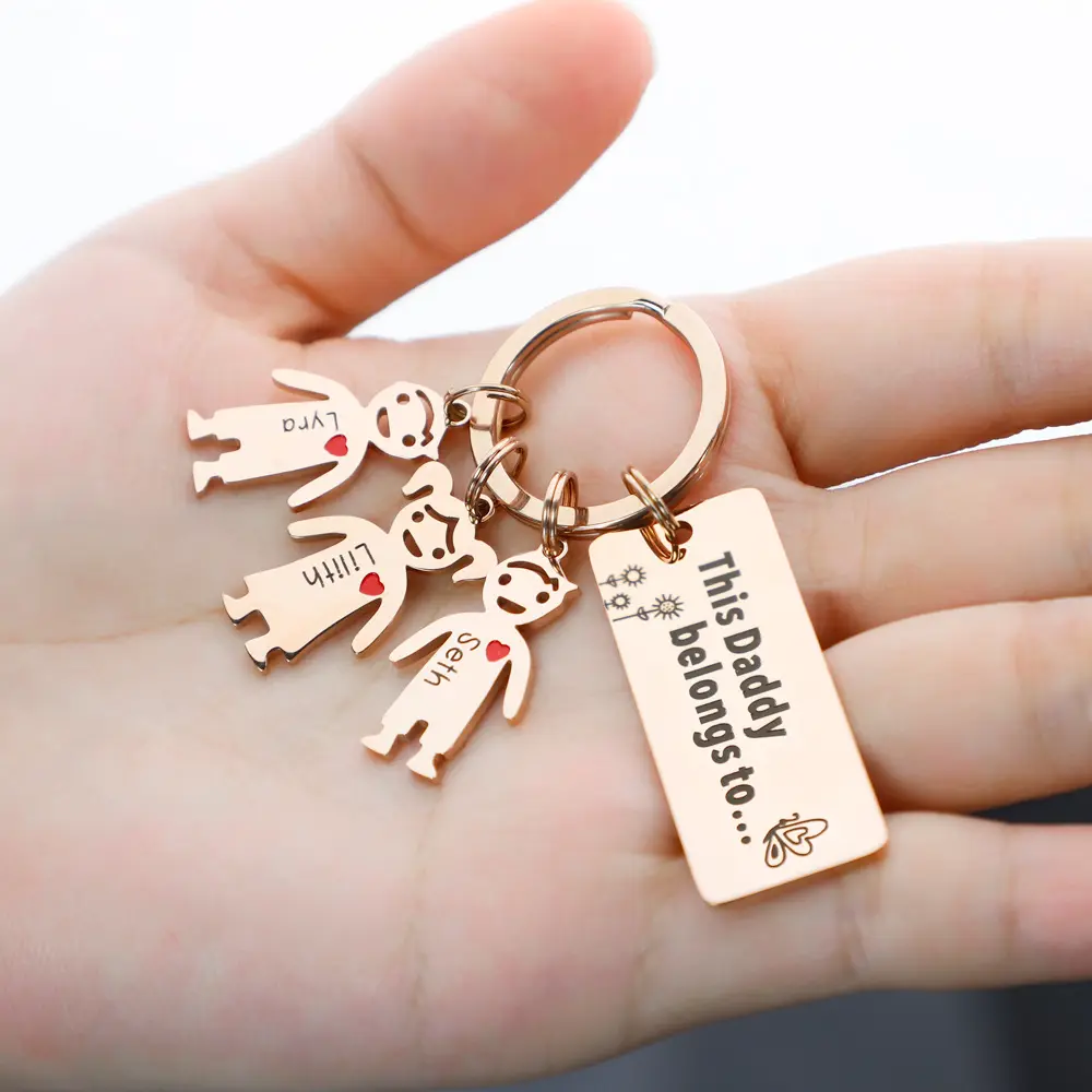 Engravable Custom Hari Ayah Hari Ibu hadiah ide untuk Ayah Mon teman kosong terukir gantungan kunci dalam jumlah besar