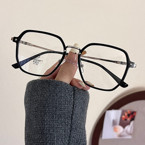 Monture de lunettes Qianai Polygonal Tr90 en métal anti-lumière bleue, unisexe, monture complète rectangulaire, verres anti-UV et anti-lumière bleue - Product Image 3
