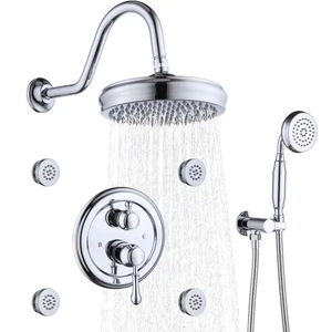 Set doccia a pioggia cromata set doccia spa bagno hotel con 4 pezzi corpo jet - Product Image 1