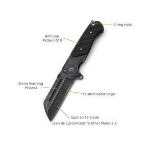 Cuchillo Plegable de Acero Inoxidable OEM DIY para Caza, Hoja de Acero con Punta Caída, Mango de Acero Inoxidable de Cambio Rápido, Ideal para Campismo Industrial y Supervivencia al Aire Libre - Product Image 2