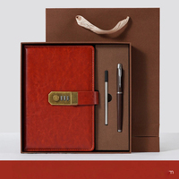 Carnet A5 en similicuir avec serrure à code, stylo signature et recharge, coffret cadeau