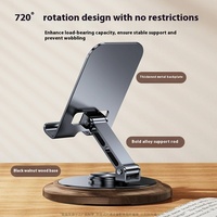 Support de Téléphone et Tablette Portable en Métal et Noyer, Pliable Mini et Ajustable, Intelligent pour Bureau, Support Paresseux