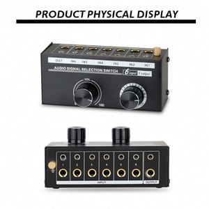 Commutateur de sélection de signal directionnel L/R, sélecteur de canal sonore stéréo, boîtier de sélection audio 3,5/6,5 mm 6 entrées 1 sortie - Product Image 2