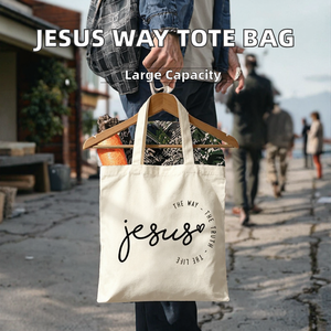 Jesus Way Truth Life Letter Canvas Tote <b>Bag</b> Christian Faith Reusable Shopping <b>Bag</b> Eco Friendly Religious <b>Gift</b> <b>Extra</b> <b>Large</b> Casual - Product Image 2