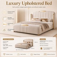 Base de Cama con Plataforma Beige, Diseño en Cuero Sintético, para Colecciones de Dormitorios y Hogares