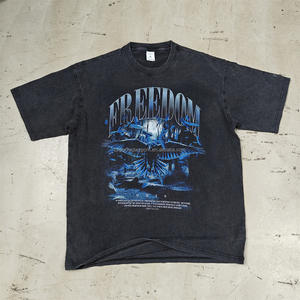 定制标志重量级t恤超大街装t恤复古DTG印花酸洗t恤 - Product Image 2