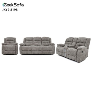 أريكة جيكسوفا العصرية القابلة للطي يدويًا من القماش، طقم 3+2+1 مع كونسول ومكبر صوت بلوتوث لغرفة المعيشة - Product Image 1