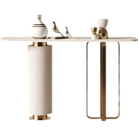 Table console d'entrée moderne de luxe en bois avec applique murale, table d'appoint simple en métal pour couloir, salon d'hôtel