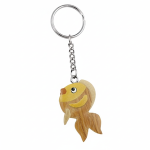 Portachiavi in legno a forma di pesce, mini ciondolo decorativo intagliato a mano, regalo per bambini e adulti - Product Image 2