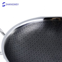 34cm Plus Grande Taille Marmite Ensembles 3 Couches En Acier Inoxydable Antiadhésif Poêle Wok