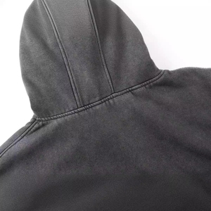 Sudadera con capucha y cremallera de cara completa para hombre de talla grande al por mayor personalizada 100% algodón diseño de calle logotipo liso teñido lavado a la piedra ecológico - Product Image 2