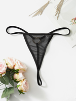 Pantalon chaud en forme de coeur extrêmement attrayant mince femmes Lingerie creux Triangle pantalon Sexy maille Transparent G String