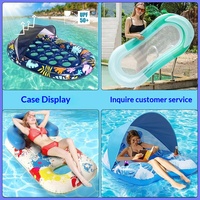 Lit flottant gonflable en PVC avec pare-soleil, chaise longue en maille détachable, porte-gobelet, hamac flottant pour piscine pour adultes Chine