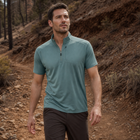 Polo léger à manches courtes et col montant zippé pour homme, idéal pour l'entraînement décontracté en extérieur, tailles M-5XL, marque privée OEM