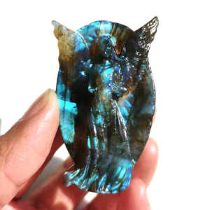 Venta al por mayor piedra curativa tallada artesanías de cristal luz azul labradorita Ángel estatuilla tallas Ángel de cristal - Product Image 5