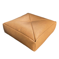 Pouf moderne en forme de cube, en cuir de haute qualité, portable, avec rembourrage en mousse déchiquetée, housse amovible - Helios