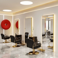 Miroir professionnel de salon moderne à LED pleine longueur avec cadre argenté rétroéclairé et contrôle tactile, lumière chaude, vente en gros