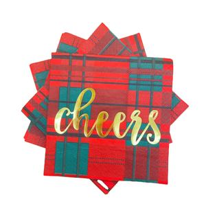 Serviettes en <span class=keywords><strong>papier</strong></span> <span class=keywords><strong>rouge</strong></span> 3 plis imprimées sur mesure en gros Nouveau design de serviettes de Noël spéciales pour le dîner Sac de serviettes à la mode - Product Image 1