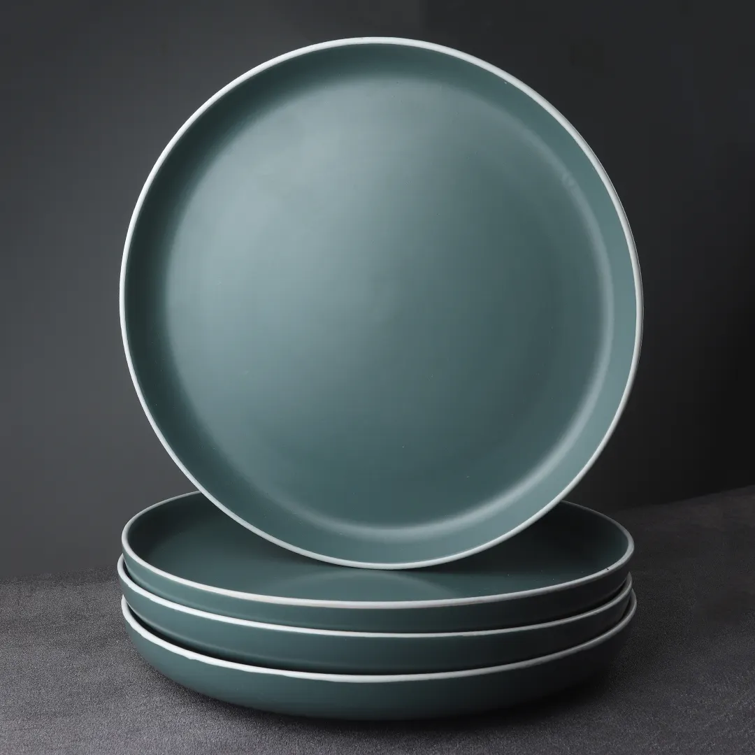 china factory OEM ODM free sample large round shallow luxury color glaze 10.5 inch stoneware side dinner ceramic dishes & plate
