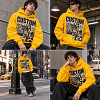 Sweat à capuche personnalisé épais, imprimé DTG, broderie de strass sur la capuche, haute qualité, OEM, faible MOQ, streetwear en coton surdimensionné
