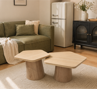Table basse pentagonale en bois massif, combinaison pour petit salon, table basse créative, style Wabi Sabi, table à thé de petite taille