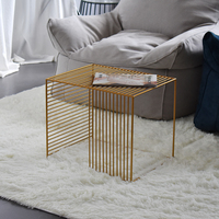Table basse carrée moderne en fil métallique, style européen, simple, pour meubles de salon