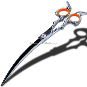 Schoonheid Bloem Gebeeldhouwd Handvat Fancy Stijl Gebogen Huisdier Snijschaar 7.5 "Professionele Japan Stalen Kattenhondenverzorgingsschaar - Product Image 3