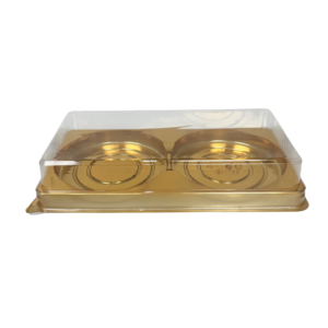 Boîte d'emballage de luxe dorée pour boulangerie, en PET de qualité alimentaire, pour pâtisserie, pain, lot de 2 boîtes à donuts avec couvercle transparent - Product Image 5