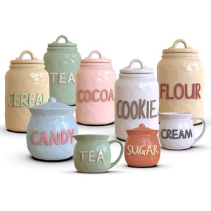 Logo personalizzato cucina dispensa camera contenitore contenitore cacao tè e caffè farina di zucchero di cereali biscotti con coperchio in <span class=keywords><strong>ceramica</strong></span> <span class=keywords><strong>set</strong></span> di <span class=keywords><strong>barattoli</strong></span> - Product Image 1