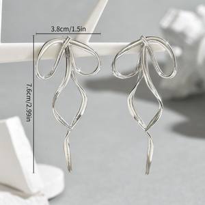 Wholesale Copper Sweet Korean Style Girl College Style <strong>Earrings</strong> Niche Bow High-End Design Versatile <strong>Drop</strong> <strong>Earrings</strong> Oro - Product Image 3