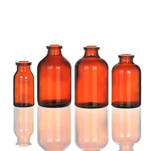 7ml Type 1 10ml 20ml 30ml Amber Moulded Injection Glass Vials With Rubber Stopper And Aluminium Cap Formedicine