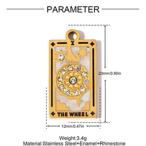 Dijes de Acero Inoxidable Chapados en Oro con Esmalte y Circonita, Diseño de Cartas del <span class=keywords><strong>Tarot</strong></span>, Emperatriz del Mundo, Amantes del Sol, para Collares y Pulseras - Product Image 3