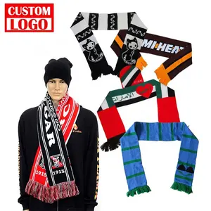 Rugby Soccer Sport Team Woven Custom Acrylic Warm Knitted New Style Winter Warm Wool Men Scarf For Wholesale
